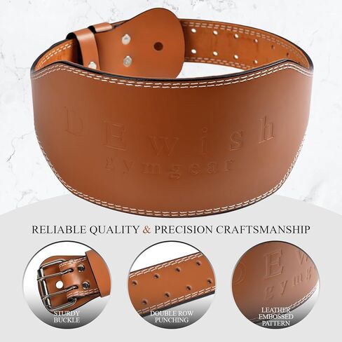 Leather Gym Fitness Belt, 4" & 6" Padded Lumbar Back Support, 10 Adjustable Holes for Weightlifting Powerlifting Bodybuilding Deadlift Squat Workout Strength Training in Saudi Arabia