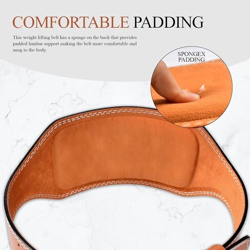 Leather Gym Fitness Belt, 4" & 6" Padded Lumbar Back Support, 10 Adjustable Holes for Weightlifting Powerlifting Bodybuilding Deadlift Squat Workout Strength Training in Saudi Arabia