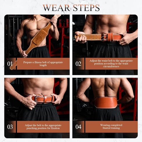 Leather Gym Fitness Belt, 4" & 6" Padded Lumbar Back Support, 10 Adjustable Holes for Weightlifting Powerlifting Bodybuilding Deadlift Squat Workout Strength Training in Saudi Arabia