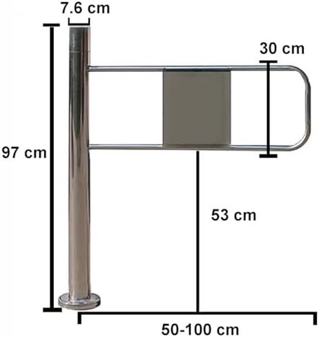 Stainless Steel Safety Gate - 90° Manual Pedestrian Access, Automatic Rebound Swing, Right Hand Push, Universal Fit, 100×97 cm for Home & Market Use in Saudi Arabia