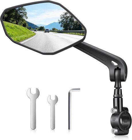 WSDCAM Bike Mirror HD Wide View, Adjustable Safety Rear View Mirrors, Scratch Resistant Glass Lens, Bicycle Accessories Universal Fit 0.87-1.10" Handlebars Mountain/Road bike Scooter Motorcycle eBike in Saudi Arabia