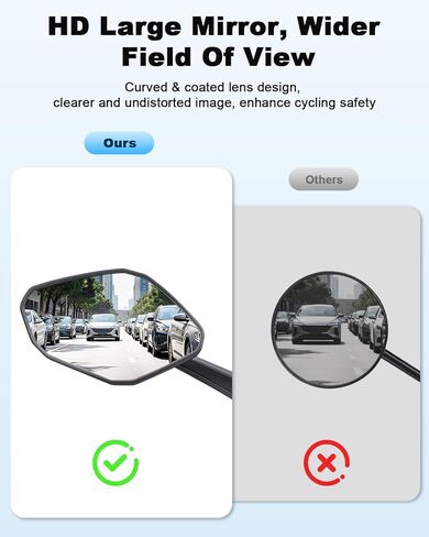 WSDCAM Bike Mirror HD Wide View, Adjustable Safety Rear View Mirrors, Scratch Resistant Glass Lens, Bicycle Accessories Universal Fit 0.87-1.10" Handlebars Mountain/Road bike Scooter Motorcycle eBike in Saudi Arabia
