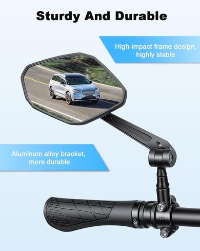 WSDCAM Bike Mirror HD Wide View, Adjustable Safety Rear View Mirrors, Scratch Resistant Glass Lens, Bicycle Accessories Universal Fit 0.87-1.10" Handlebars Mountain/Road bike Scooter Motorcycle eBike in Saudi Arabia