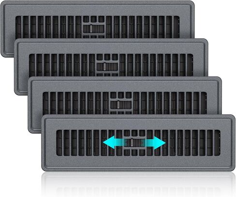 Floor Register 4x10-4 Pack Floor Vents Covers Heavy Duty Steel Walkable Floor Grates Vent Covers for Home Floor Intermediate Switch Design Adjustable Air Vent Covers for Sidewall and Floor, Gray in Saudi Arabia