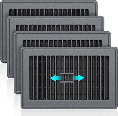 Floor Register 4x10-4 Pack Floor Vents Covers Heavy Duty Steel Walkable Floor Grates Vent Covers for Home Floor Intermediate Switch Design Adjustable Air Vent Covers for Sidewall and Floor, Gray in Saudi Arabia