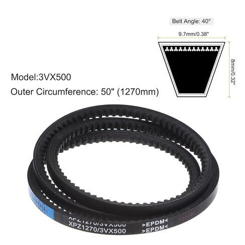 3VX500 Rubber V-Belt, Raw Edge Cogged Industrial V Belts 50" Length x 0.38" Width x 0.32" Thickness in Saudi Arabia