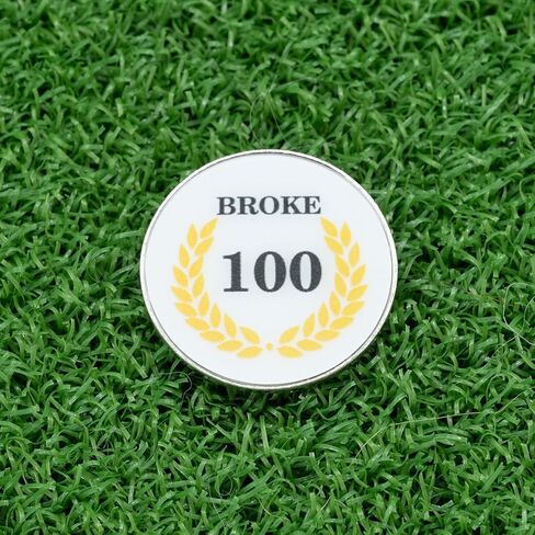 علامة كرة الجولف Broke 100 Milestone - علامات كرة الجولف الممتازة للرجال، علامة كرة الجولف المعدنية، علامات جولف بتصميم الإنجاز لوضع اللون الأخضر | هدية Ballmarker للجولف للمحاذاة والاحتفال in Saudi Arabia