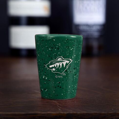 Rico Industries NHL Hockey Minnesota Wild 2oz Ceramic Shot Glass for Fans, Laser Engraved In Team Color Single Shot Glass in Saudi Arabia