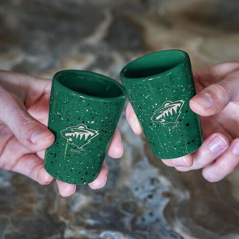 Rico Industries NHL Hockey Minnesota Wild 2oz Ceramic Shot Glass for Fans, Laser Engraved In Team Color Single Shot Glass in Saudi Arabia