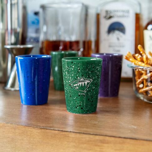 Rico Industries NHL Hockey Minnesota Wild 2oz Ceramic Shot Glass for Fans, Laser Engraved In Team Color Single Shot Glass in Saudi Arabia