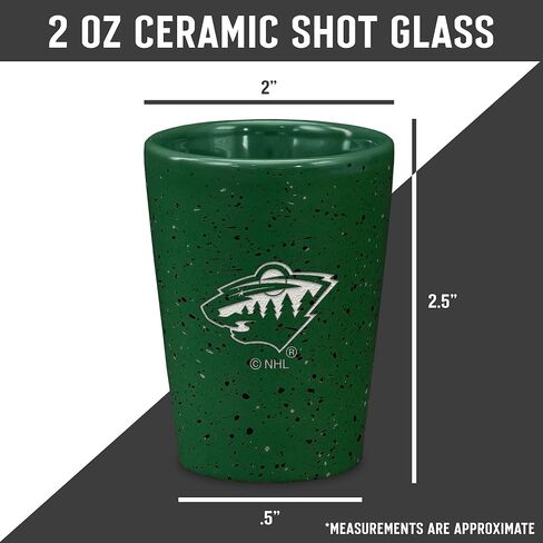 Rico Industries NHL Hockey Minnesota Wild 2oz Ceramic Shot Glass for Fans, Laser Engraved In Team Color Single Shot Glass in Saudi Arabia