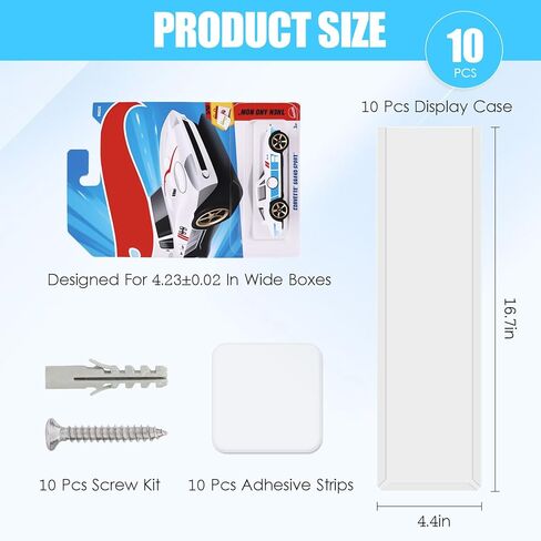 10 Pack Clear Model Car Display Case - Holds up to 100 Cars, Compatible with Hot-Wheels Packaged Diecast Blister, Toy Storage Organizer Wall Mount Display Case (10) in Saudi Arabia