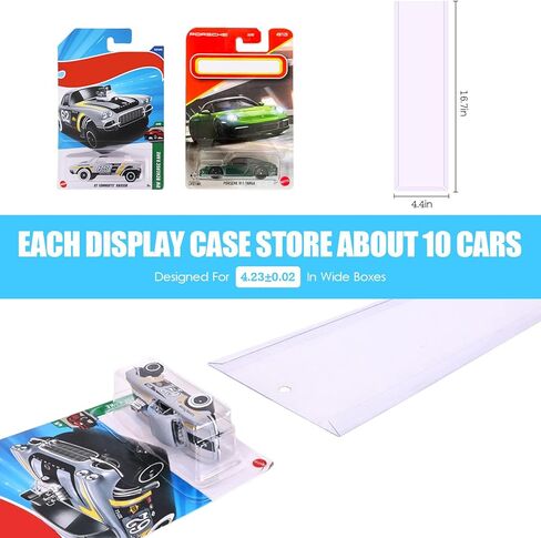 10 Pack Clear Model Car Display Case - Holds up to 100 Cars, Compatible with Hot-Wheels Packaged Diecast Blister, Toy Storage Organizer Wall Mount Display Case (10) in Saudi Arabia