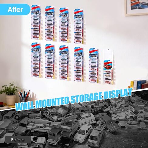 10 Pack Clear Model Car Display Case - Holds up to 100 Cars, Compatible with Hot-Wheels Packaged Diecast Blister, Toy Storage Organizer Wall Mount Display Case (10) in Saudi Arabia