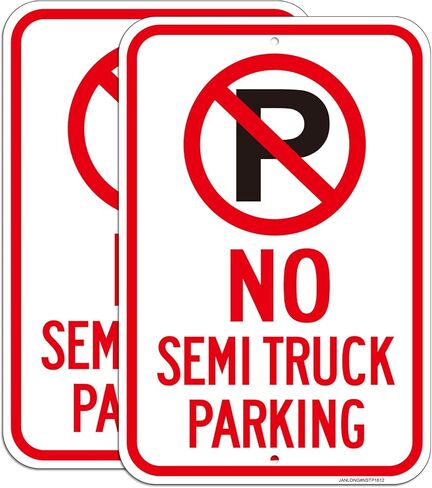 (2 Pack) No Semi Truck Parking Sign, Large 18 x 12 Inches Semi Truck No Parking Aluminum Sign, UV Protected, Weather Resistant, Reflective, Waterproof, Durable Ink, Easy To Mount in Saudi Arabia
