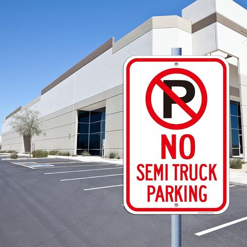(2 Pack) No Semi Truck Parking Sign, Large 18 x 12 Inches Semi Truck No Parking Aluminum Sign, UV Protected, Weather Resistant, Reflective, Waterproof, Durable Ink, Easy To Mount in Saudi Arabia
