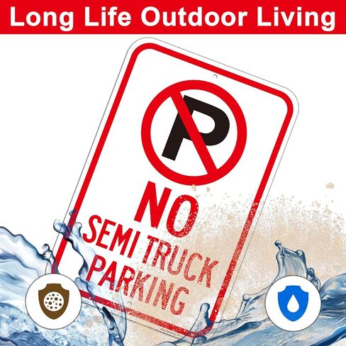(2 Pack) No Semi Truck Parking Sign, Large 18 x 12 Inches Semi Truck No Parking Aluminum Sign, UV Protected, Weather Resistant, Reflective, Waterproof, Durable Ink, Easy To Mount in Saudi Arabia