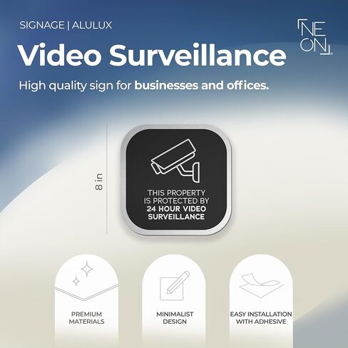 This property is protected by 24h video surveillance Sign - 8x8" Heavy Duty Aluminum Composite (3mm) - Weatherproof & UV Protected - Easy 3M Adhesive Mount - Ideal for Home, Business & Farm in Kuwait