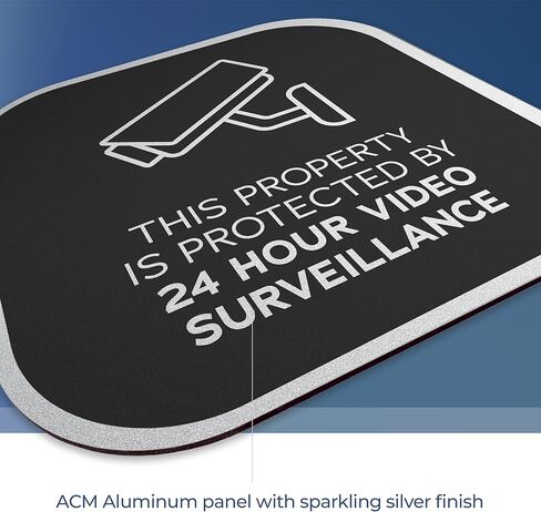 This property is protected by 24h video surveillance Sign - 8x8" Heavy Duty Aluminum Composite (3mm) - Weatherproof & UV Protected - Easy 3M Adhesive Mount - Ideal for Home, Business & Farm in Kuwait