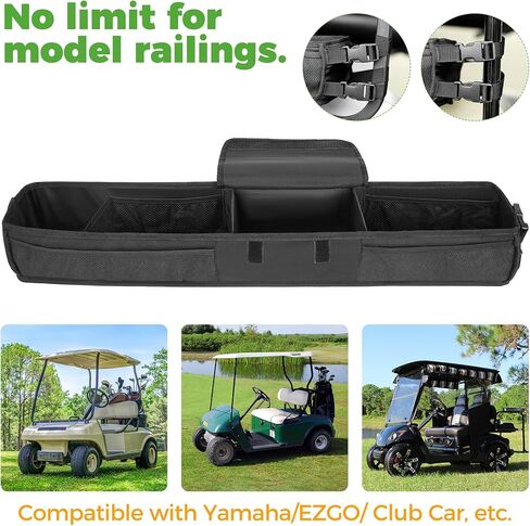 سلة عربة جولف عالمية 10L0L، منظم لوحة أمامية داخلية بدون حفر لسيارة Yamaha وEZGO وClub Car، صينية لوحة قماش أكسفورد 1680D شديدة التحمل مع إطار دعم من البولي إيثيلين المقوى in Saudi Arabia