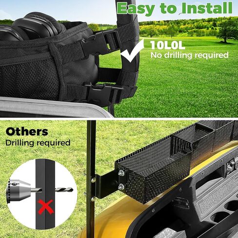 سلة عربة جولف عالمية 10L0L، منظم لوحة أمامية داخلية بدون حفر لسيارة Yamaha وEZGO وClub Car، صينية لوحة قماش أكسفورد 1680D شديدة التحمل مع إطار دعم من البولي إيثيلين المقوى in Saudi Arabia