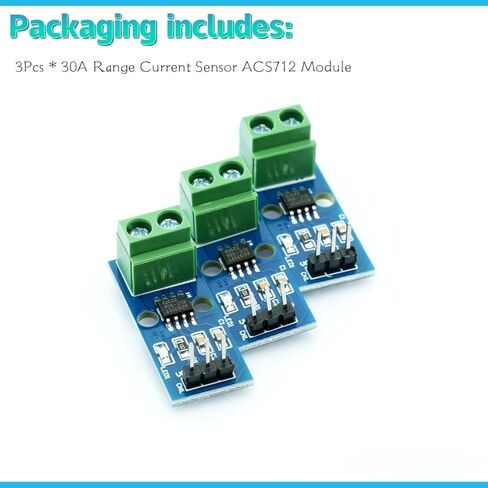3 Pcs ACS712 5A/20A/30A Range Current Sensor Detector Module with Indicator Light 30A Hall Current Sensor Compatible with for Arduino Raspberry Pi ESP32 STM (30A) in Saudi Arabia