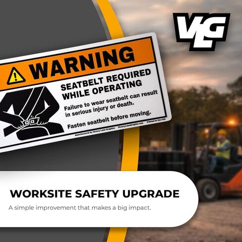 Forklift Safety Labels Kit – ANSI Z535 Style Warning Decals – Tip-Over, Seatbelt, No Riders, Capacity Limit & Fork Height – Industrial Vinyl – 3.5 x 7 Inch – 5 Pack in Saudi Arabia