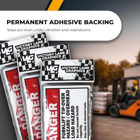 Forklift Safety Labels Kit – ANSI Z535 Style Warning Decals – Tip-Over, Seatbelt, No Riders, Capacity Limit & Fork Height – Industrial Vinyl – 3.5 x 7 Inch – 5 Pack in Saudi Arabia