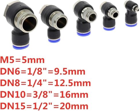 PH" hexagonal Air Pneumatic Pipe Connector 4mm-12mm OD Hose Tube 1/8" 1/4" 3/8" 1/2" BSPT Male Thread L Shape Gas Quick Fittings(12mm OD Hose,1/2 inch) in Saudi Arabia