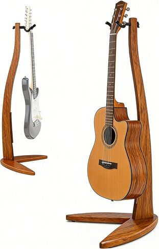 MUSO Guitar Bass Hanger Stand, Solid Wood Bow Holder Mermaid Shaped for Display and Storage, 42 inches Height Anti-scratched and Anti-bump, Deorate Studios, Living room and Stage (Black Walnut, 1) in Saudi Arabia