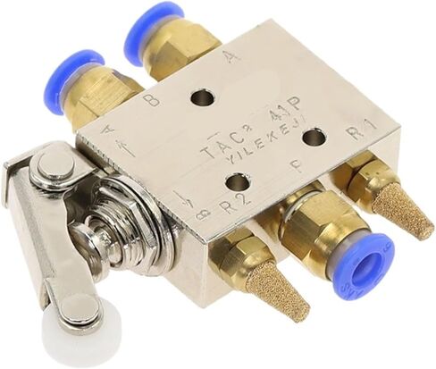 TAC2-41P صمام العادم 2 موضع 5 طرق مفتاح رافعة دوارة ذاتي الضبط صمام ميكانيكي هوائي 1/8 خيط مع كاتم صوت 1 قطعة (TAC2-41P-PC4MM) in Saudi Arabia