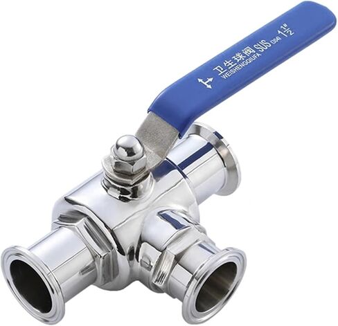 1/2 3/4 1 1-1/2 2 Inch 3-Way Stainless Steel Ball Valve Tri Clamp T/L Port Ferrule 50.5/64/77.5mm 1Pcs(51mm x Ferrule 64,L Type) in Saudi Arabia