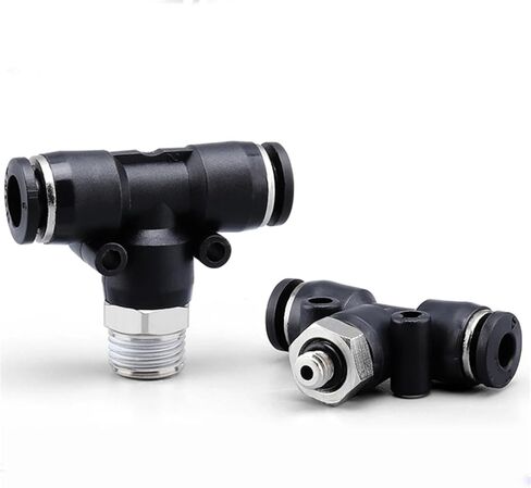 Black PB Pneumatic Quick Connector Hose With External Thread BSP1/4 1/2 1/8 3/8 Brass T-shaped Tee Connector PB8-02 6-01 10-03(PB12-04) in Saudi Arabia