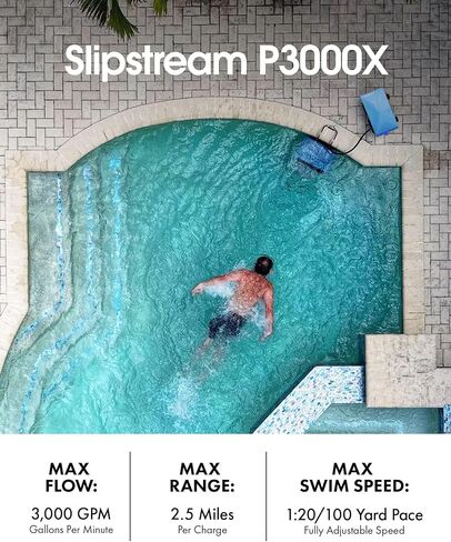 آلة السباحة SLIPSTREAM لحمامات السباحة - 3000 جالون في الدقيقة - محمولة، بدون تركيب - أوسع وأكثر سلاسة من نفاثات السباحة - آلة تيار عداد حمام السباحة الداخلية وفوق الأرض - للسباحة واللياقة البدنية والمرح العائلي in Kuwait