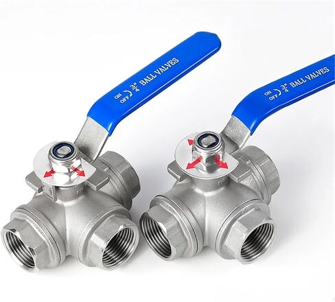 3/8 1/2 3/4 1 1-1/2 2 Inch SS304 Stainless Steel Three-way Ball Valve T/L Type BSPT Female Thread 1Pcs(1/4",T Type) in Saudi Arabia