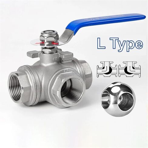 3/8 1/2 3/4 1 1-1/2 2 Inch SS304 Stainless Steel Three-way Ball Valve T/L Type BSPT Female Thread 1Pcs(1/4",T Type) in Saudi Arabia