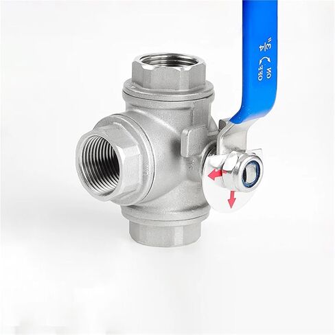 3/8 1/2 3/4 1 1-1/2 2 Inch SS304 Stainless Steel Three-way Ball Valve T/L Type BSPT Female Thread 1Pcs(1/4",T Type) in Saudi Arabia