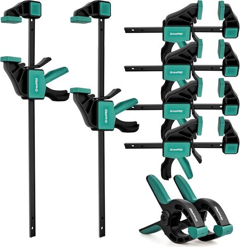 GRENPRO 8-Pack Bar Clamps for Woodwork، 12 "و 6" Bar Clamps، مجموعات المشابك العاملة، مشابك F سريعة التغيير، حد تحميل 150 رطلاً in Saudi Arabia