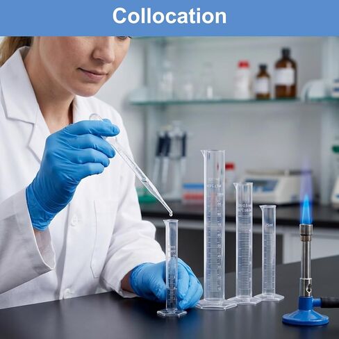 8PCS Graduated Cylinder Plastic Test Tubes Graduated Measuring Cylinder Set with Hexagonal Base Cylinders Transparent 4 Sizes 100/50/25/10ml Measuring Cylinders Lab with 4 Plastic Droppers in 3ml in Saudi Arabia
