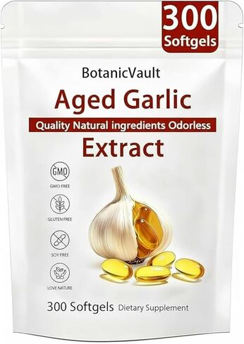 Botanic Vault Aged Garlic Extract,OdorlessGarlic Extract Capsules, Heart Support, All-Natural, Non-GMO,300 Softgels in Saudi Arabia