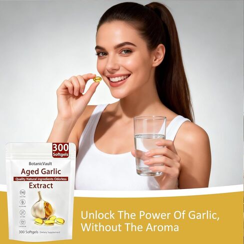 Botanic Vault Aged Garlic Extract,OdorlessGarlic Extract Capsules, Heart Support, All-Natural, Non-GMO,300 Softgels in Saudi Arabia