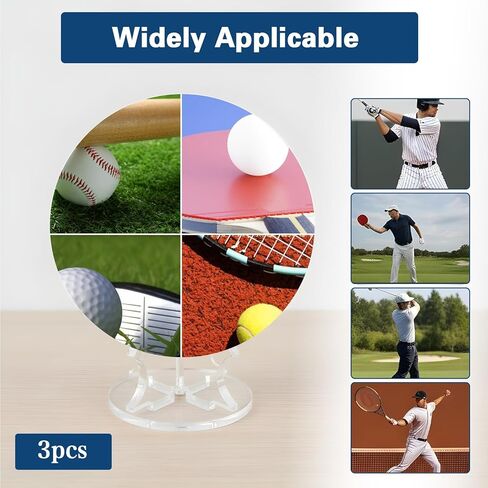 3 PCS Clear Baseball Holder Stand, Versatile Acrylic Baseball Stand & Softball Holder Display Case for Baseballs, Tennis & Golf Balls, Minimalistic Design for Home or Office Display (1.95 × 1.14") in Saudi Arabia