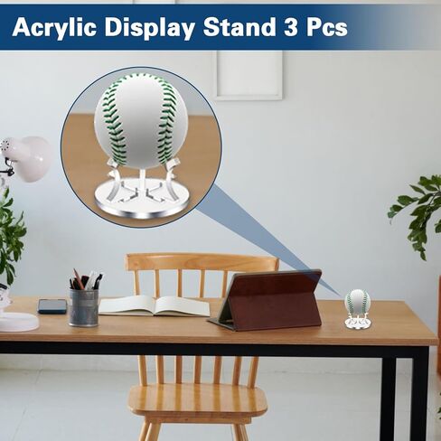 3 PCS Clear Baseball Holder Stand, Versatile Acrylic Baseball Stand & Softball Holder Display Case for Baseballs, Tennis & Golf Balls, Minimalistic Design for Home or Office Display (1.95 × 1.14") in Saudi Arabia