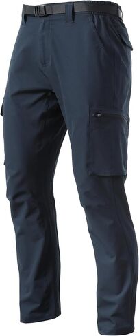 Men's Lightweight Cargo Pants Waterproof Quick Dry Tactical Pants Outdoor Hiking Pants with Belt Navy in Saudi Arabia