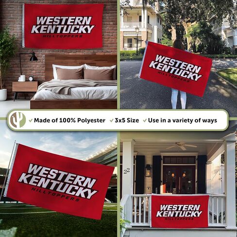 Desert Cactus Western Kentucky University WKU Flag - 3 x 5 Feet Hilltoppers Banner, Indoor/Outdoor Durable Fabric, 100% Polyester Design (Style 3) in Saudi Arabia