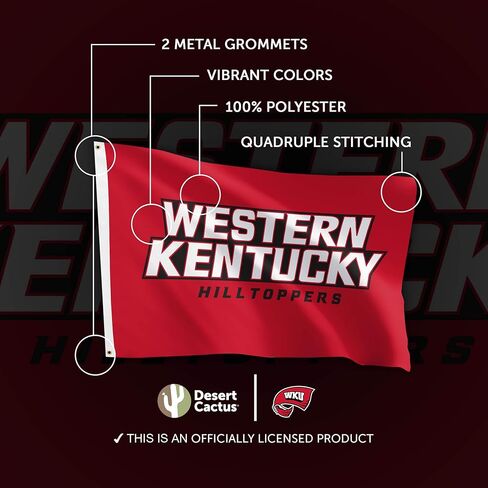 Desert Cactus Western Kentucky University WKU Flag - 3 x 5 Feet Hilltoppers Banner, Indoor/Outdoor Durable Fabric, 100% Polyester Design (Style 3) in Saudi Arabia