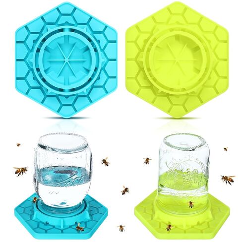 Reallnaive 2 Pcs Bee Feeder for Mason Jar Bee Watering Station for Garden, Sugar Water Feeder Silicone Hive Drinker for Beekeeping Outside(Yellow) in Saudi Arabia