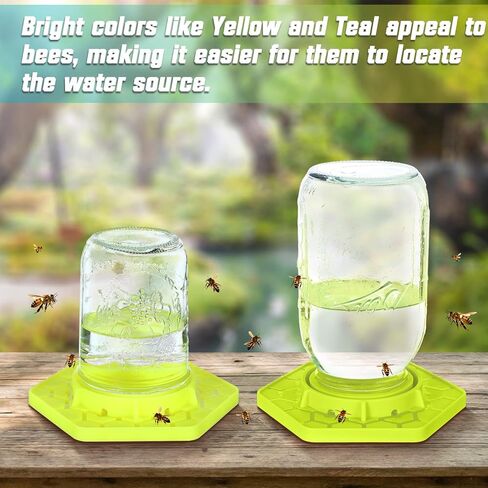 Reallnaive 2 Pcs Bee Feeder for Mason Jar Bee Watering Station for Garden, Sugar Water Feeder Silicone Hive Drinker for Beekeeping Outside(Yellow) in Saudi Arabia