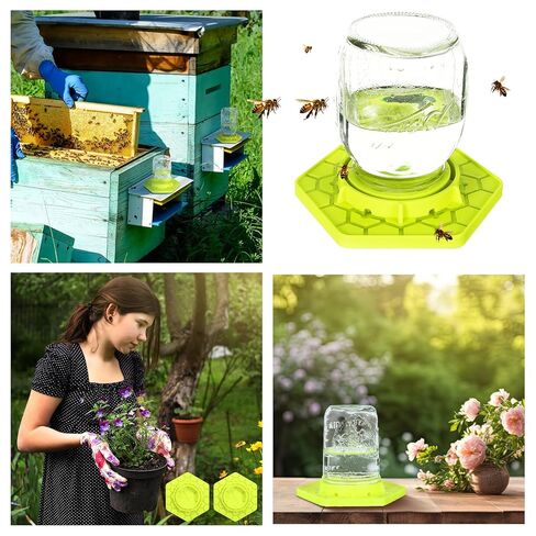 Reallnaive 2 Pcs Bee Feeder for Mason Jar Bee Watering Station for Garden, Sugar Water Feeder Silicone Hive Drinker for Beekeeping Outside(Yellow) in Saudi Arabia