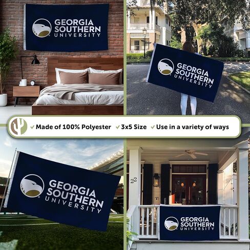 Desert Cactus Georgia Southern University GSU Flag - 3 x 5 Feet Eagles Banner, Indoor/Outdoor Durable Fabric, 100% Polyester Design (Style C) in Saudi Arabia
